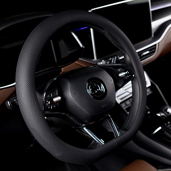 Оплетка на руль каркасная Кожа микрофибра Lord Autofashion (24004 Чёрный D-форма М)