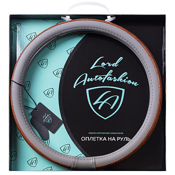Оплетка на руль каркасная Кожа микрофибра Lord Autofashion (7817 Серый M)