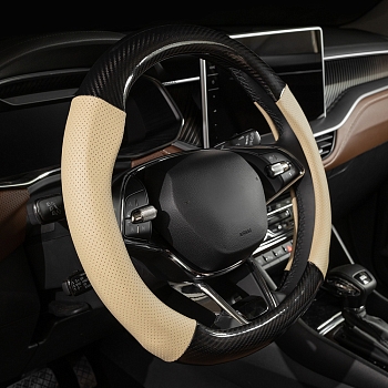Оплетка на руль каркасная Кожа микрофибра ВС Lord Autofashion (9236 Чёрный/Бежевый М)