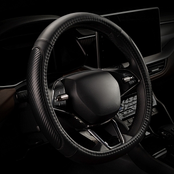 Оплетка на руль каркасная Кожа микрофибра Lord Autofashion (9329 Чёрный M)