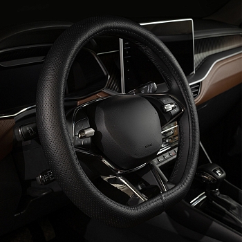 Оплетка на руль каркасная Кожа полиуретан Lord Autofashion (8315 Чёрный D-форма М)