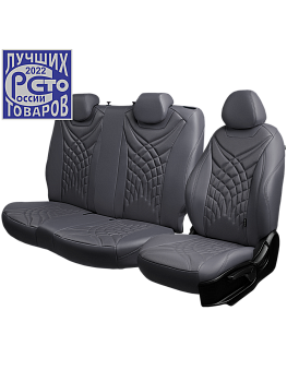 Чехлы на сиденья Lord AutoFashion для автомобиля Mercedes-Benz Sprinter -3, 02.2018-03.2022,  W907/10, Фургон 1+2места БАЙРОН ст ЖУК "Орегон" Сер / Сер / тём-сер / тём-сер