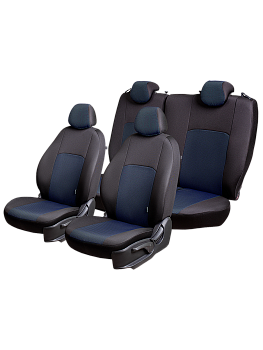 Чехлы на сиденья Lord AutoFashion для автомобиля УАЗ Хантер -1, с 11.2003, РЗСиС 60/40, Без подгол. ДУБЛИН " Жаккард" Чёрный / Ёж Синий