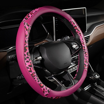 Оплетка на руль каркасная Кожа полиуретан Lord Autofashion (8684 Леопард розовый М)