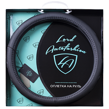 Оплетка на руль каркасная Кожа микрофибра Lord Autofashion (9251 Чёрный M)