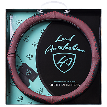 Оплетка на руль каркасная Кожа микрофибра Lord Autofashion (8672, 8673 Чёрный/Бордовый M)