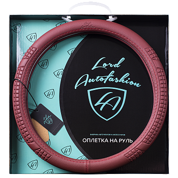 Оплетка на руль каркасная Кожа микрофибра Lord Autofashion (9260 Бордовый M)
