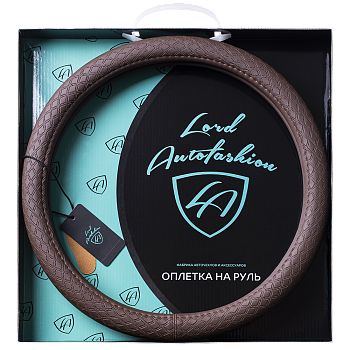 Оплетка на руль каркасная Кожа микрофибра Lord Autofashion (7331 Коричневый M)