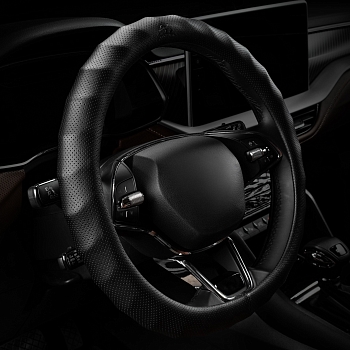 Оплетка на руль каркасная Кожа микрофибра ВС Lord Autofashion (9293 Чёрный М)