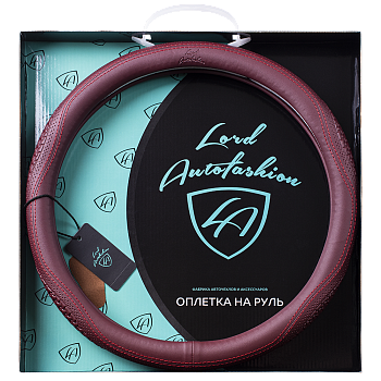 Оплетка на руль каркасная Кожа микрофибра Lord Autofashion (9368 Бордовый M)