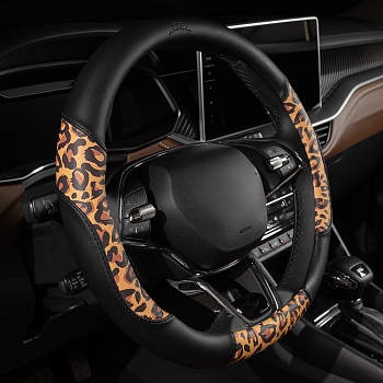 Оплетка на руль каркасная Кожа полиуретан Lord Autofashion (8683 Леопард бежевый М)