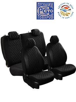 Чехлы на сиденья Lord AutoFashion для автомобиля Hyundai Creta -1, 06.2015-09.2021, РЗС60/40, 2Г ТУРИН-4 ст РОМБ "Бриз" Чёр / Чёр / Чёр / Чёр