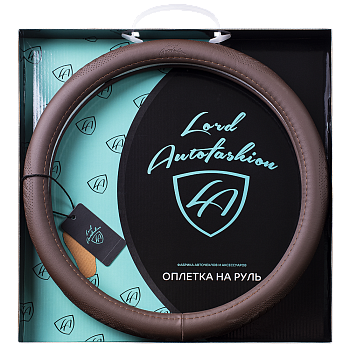Оплетка на руль каркасная Кожа микрофибра Lord Autofashion (9356 Коричневый M)