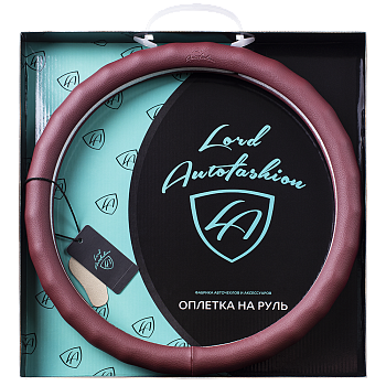 Оплетка на руль каркасная Кожа микрофибра Lord Autofashion (8581 Бордовый M)