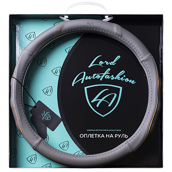 Оплетка на руль каркасная Кожа микрофибра Lord Autofashion (8723 Серый M)