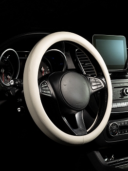 Оплетка на руль каркасная Кожа полиуретан Lord Autofashion (8398 Белый М)