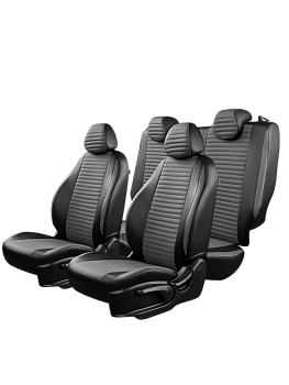Чехлы на сиденья Lord AutoFashion для автомобиля Renault Logan -2, 03.2014-12.2018, РЗС60/40 3Г СТАНДАРТ ст ЛАЙН "Илана ЭКО+Илана" Чёр / Сер / Сер