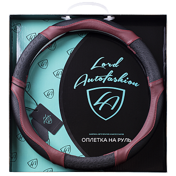 Оплетка на руль каркасная Кожа микрофибра Lord Autofashion (8675 Чёрный/Бордовый M)