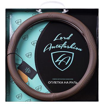 Оплетка на руль каркасная Кожа микрофибра Lord Autofashion (9368 Коричневый M)