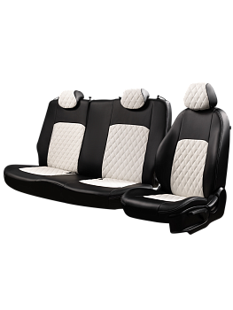 Чехлы на сиденья Lord AutoFashion для автомобиля Fiat Ducato -3/ Peugeot Boxer -2/ Citroen Jumper -2 с 03.2014, 1+2 места ТУРИН ст РОМБ "Илана+Орегон" Чёр / Бел / Бел / Бел