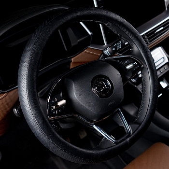 Оплетка на руль каркасная Кожа полиуретан Lord Autofashion (8397 Чёрный М) БЕЗ КОРОБКИ