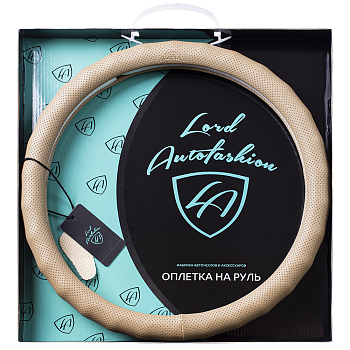 Оплетка на руль каркасная Кожа микрофибра Lord Autofashion (8571 Бежевый M)