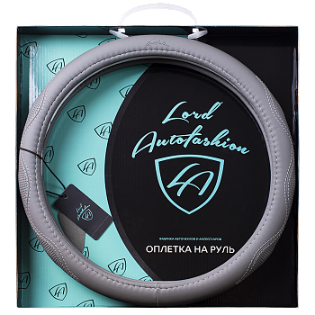 Оплетка на руль каркасная Кожа микрофибра Lord Autofashion (9370 Серый M)