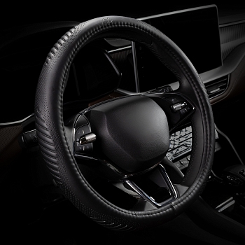 Оплетка на руль каркасная Кожа микрофибра Lord Autofashion (9356 Чёрный M)