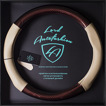Оплетка на руль каркасная Кожа микрофибра ВС Lord Autofashion (9236 Бежевый М)