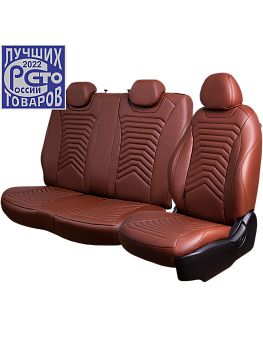 Чехлы на сиденья Lord AutoFashion для автомобиля Mercedes-Benz Sprinter -3, 02.2018-03.2022,  W907/10, Фургон 1+2места БАЙРОН ст ПРЕЗИДЕНТ "Орегон" Корич / Корич / св-корич / св-корич