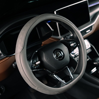Оплетка на руль каркасная Кожа микрофибра ВС Lord Autofashion (7592 Серый М)