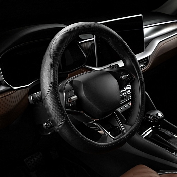 Оплетка на руль каркасная Кожа микрофибра ВС Lord Autofashion (9288 Чёрный М)