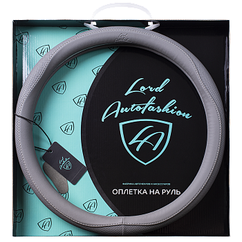 Оплетка на руль каркасная Кожа микрофибра Lord Autofashion (9333 Серый M)