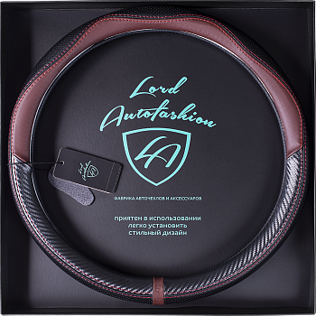 Оплетка на руль каркасная Кожа микрофибра ВС Lord Autofashion (7686 Чёрный/Бордовый М)
