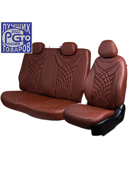 Чехлы на сиденья Lord AutoFashion для автомобиля Mercedes-Benz Sprinter -3, 02.2018-03.2022,  W907/10, Фургон 1+2места БАЙРОН ст ЖУК "Орегон" Корич / Корич / св-корич / св-корич