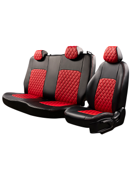Чехлы на сиденья Lord AutoFashion для автомобиля УАЗ Профи -1, с 07.2017, 3 места. (1+2 места) ТУРИН ст РОМБ "Илана+Орегон" Чёр / Крас / Крас / Крас