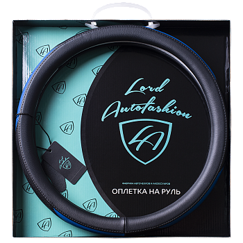 Оплетка на руль каркасная Кожа микрофибра Lord Autofashion (8580 Чёрный/Синий M)