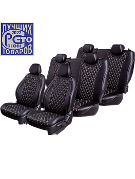 Чехлы на сиденья Lord AutoFashion для автомобиля Volkswagen Caravelle -6, 08.15-12.19, к.Comfortline, 8 м., (1+1, 1+2, 3 м.) БАЙРОН ст БАЙРОН "Орегон" Чёр / Чёр / беж
