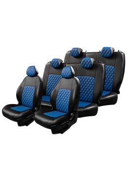 Чехлы на сиденья Lord AutoFashion для автомобиля ГАЗ ГАЗель NEXT 7 мест, Без столиков. ТУРИН ст РОМБ "Илана+Орегон" Чёр / Син / Син / Син