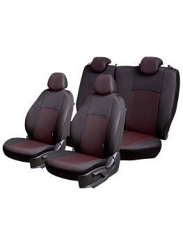 Чехлы на сиденья Lord AutoFashion для автомобиля УАЗ Хантер -1, с 11.2003, РЗСиС 60/40, Без подгол. ДУБЛИН " Жаккард" Чёрный / Ёж Красный