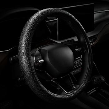 Оплетка на руль каркасная Кожа микрофибра Lord Autofashion (7331 Чёрный M)