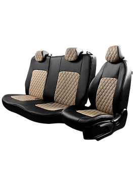 Чехлы на сиденья Lord AutoFashion для автомобиля УАЗ Профи -1, с 07.2017, 3 места. (1+2 места) ТУРИН ст РОМБ "Илана+Орегон" Чёр / Беж / Беж / Беж