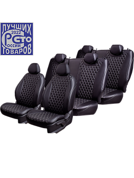 Чехлы на сиденья Lord AutoFashion для автомобиля Volkswagen Caravelle -6, 08.15-12.19, к.Comfortline, 8 м., (1+1, 1+2, 3 м.) БАЙРОН ст БАЙРОН "Орегон" Чёр / Чёр / тём-сер