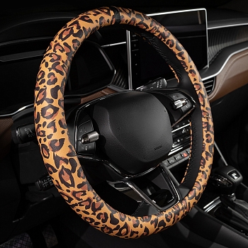 Оплетка на руль каркасная Кожа полиуретан Lord Autofashion (8682 Леопард бежевый М)