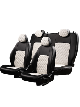 Чехлы на сиденья Lord AutoFashion для автомобиля Hyundai Solaris -1, 09.2010-01.2017, Седан, РЗС60/40, 2Г ТУРИН ст РОМБ "Илана+Орегон" Чёр / Бел / Бел / Бел