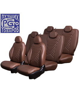Чехлы на сиденья Lord AutoFashion для автомобиля Volkswagen Caravelle -6, 08.15-12.19, к.Comfortline, 8 м., (1+1, 1+2, 3 м.) БАЙРОН ст ПРЕЗИДЕНТ "Орегон" Тём-корич / Тём-корич / корич / корич