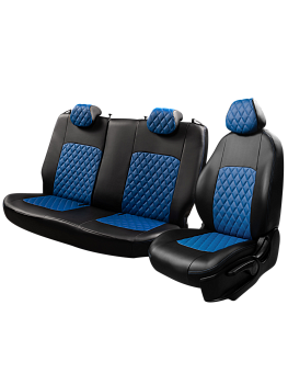 Чехлы на сиденья Lord AutoFashion для автомобиля УАЗ Профи -1, с 07.2017, 3 места. (1+2 места) ТУРИН ст РОМБ "Илана+Орегон" Чёр / Син / Син / Син
