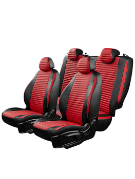 Чехлы на сиденья Lord AutoFashion для автомобиля Renault Logan -2, 03.2014-12.2018, РЗС60/40 3Г СТАНДАРТ ст ЛАЙН "Илана ЭКО+Илана" Чёр / Крас / Крас