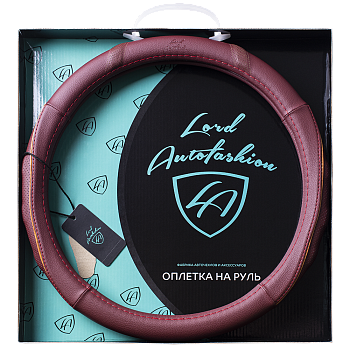 Оплетка на руль каркасная Кожа микрофибра Lord Autofashion (8723 Бордовый M)