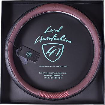 Оплетка на руль каркасная Кожа микрофибра ВС Lord Autofashion (7644 Чёрный/Бордовый М)